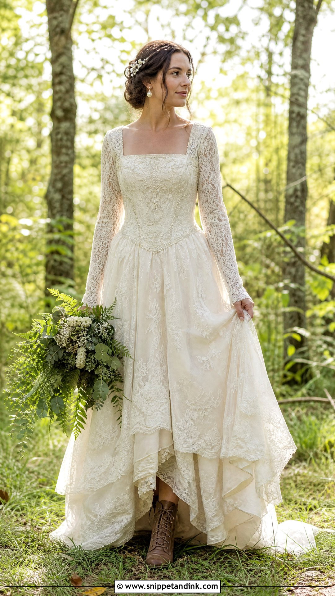 Long Sleeve Lace Outlander Wedding Dress - Snippet and Ink - 20 Outlander Wedding Dress Ideas