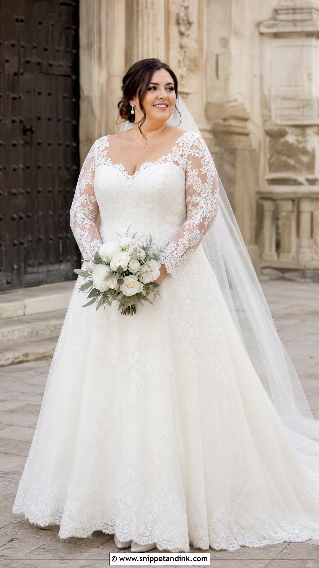Long Sleeve Lace Plus Size Wedding Gown - Snippet and Ink - 20 Wedding Gowns for Plus Size Brides