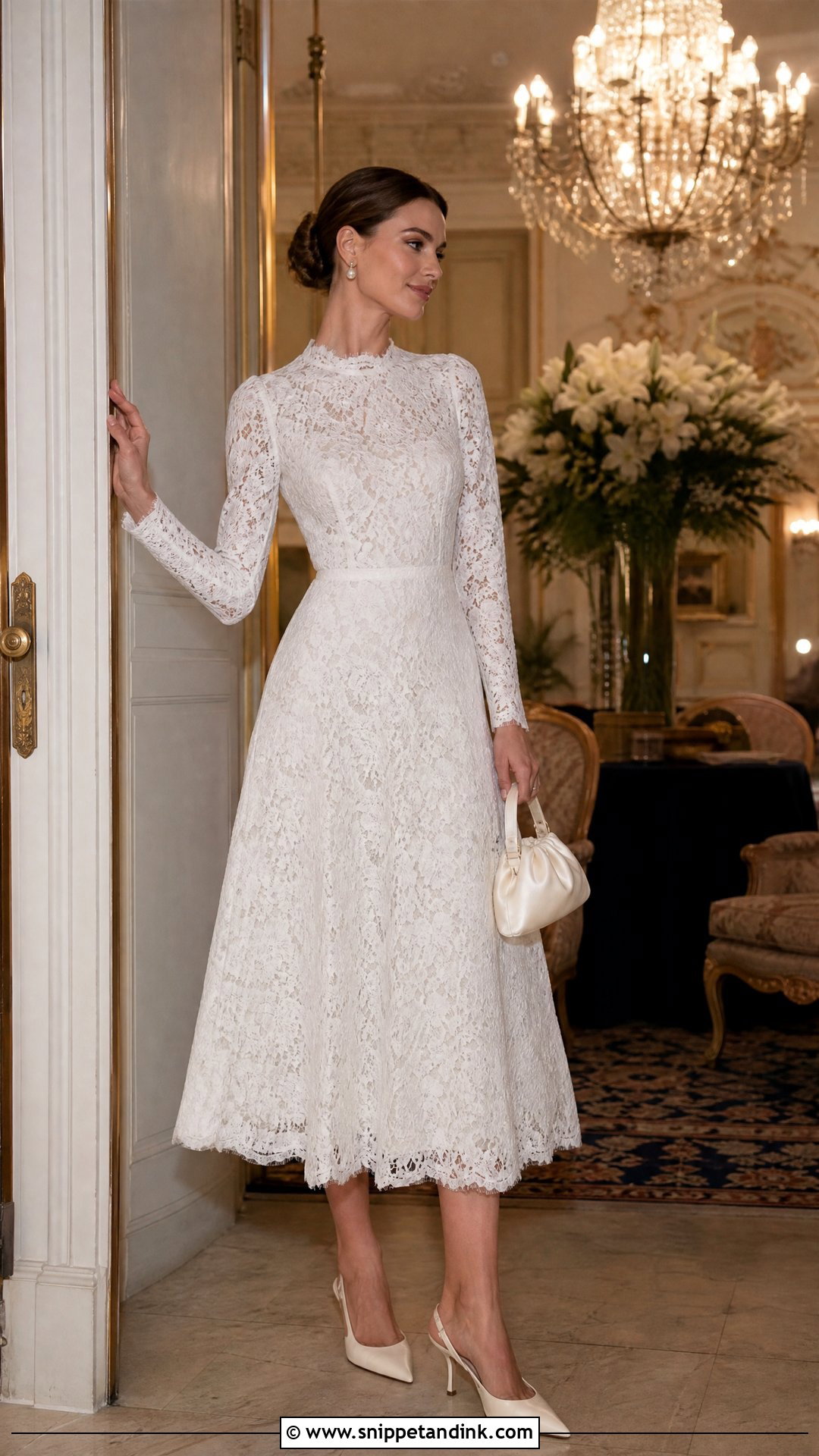 Long Sleeve Lace Post Wedding Dress - Snippet and Ink - 20 Post Wedding Dress Ideas