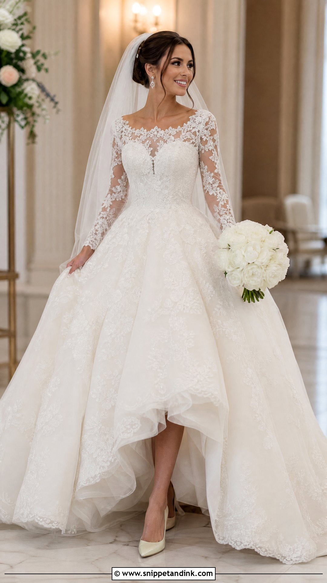 Long Sleeve Lace Princess Ball Gown Wedding Dress - Snippet and Ink - 20 Princess Wedding Dresses Ball Gown Fairytale