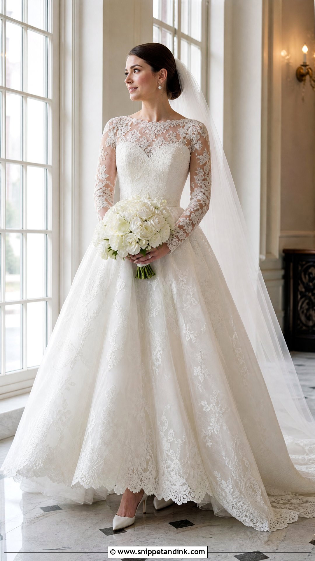 Long Sleeve Lace Princess Ball Gown - Snippet and Ink - 20 Wedding Ball Gown Princess Ideas