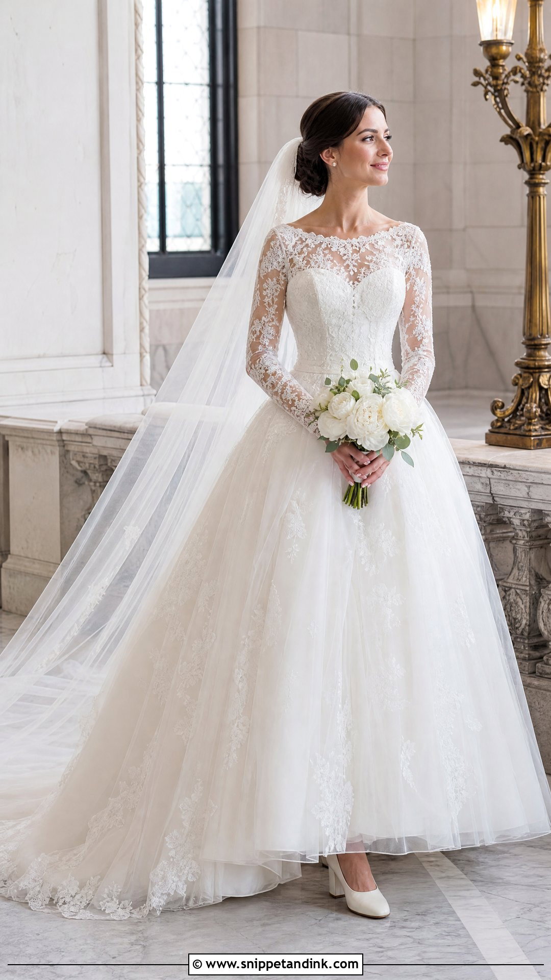 Long Sleeve Lace Princess Ballgown Wedding Dress - Snippet and Ink - 20 Wedding Dress Princess Ballgown Ideas