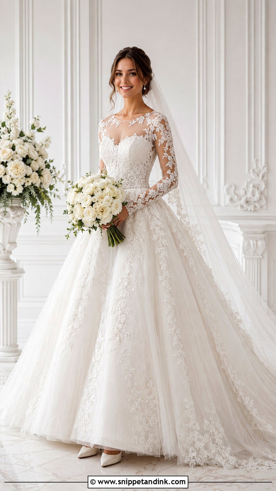 Long Sleeve Lace Princess Wedding Dress - Snippet and Ink - 20 Lace Princess Wedding Dresses