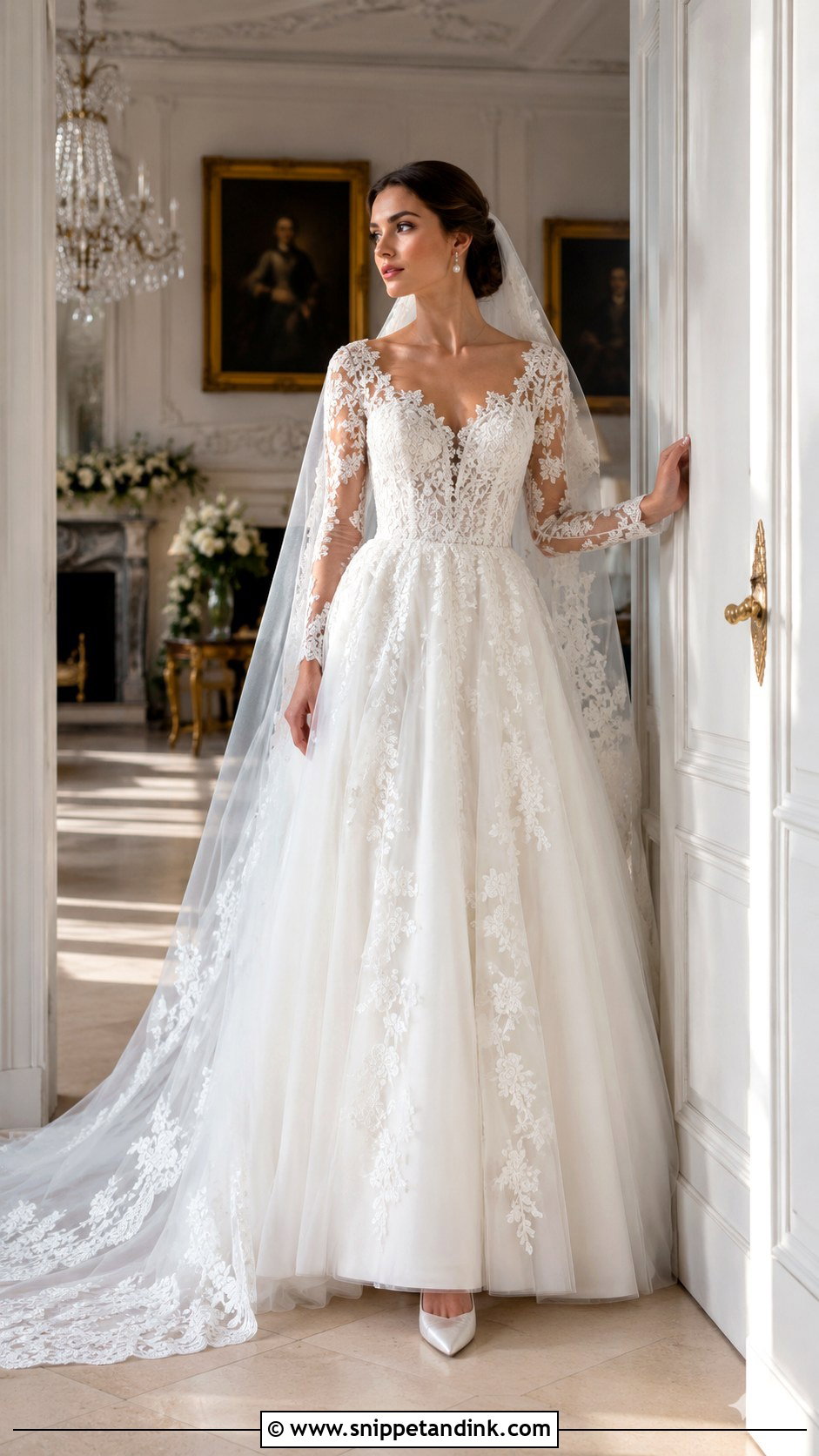 Long Sleeve Lace Princess Wedding Dress - Snippet and Ink - 20 Princess Wedding Dresses with Sleeves