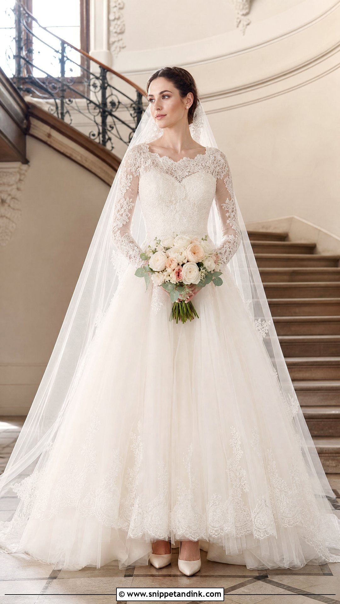Long Sleeve Lace Princess Wedding Dress - Snippet and Ink - 20 Pretty Wedding Dresses Princesses