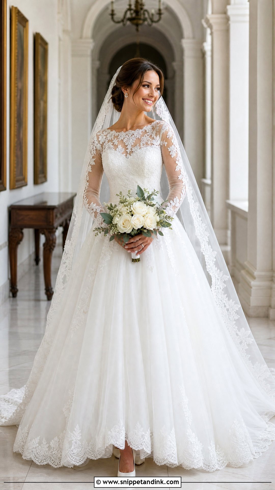 Long Sleeve Lace Princess Wedding Dress - Snippet and Ink - 20 Princess Elegant Wedding Dresses