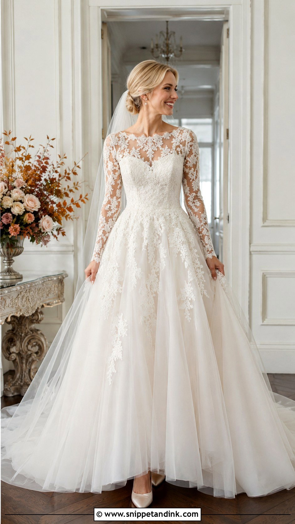 Long Sleeve Lace Princess Wedding Dress - Snippet and Ink - 20 Big Princess Wedding Dresses
