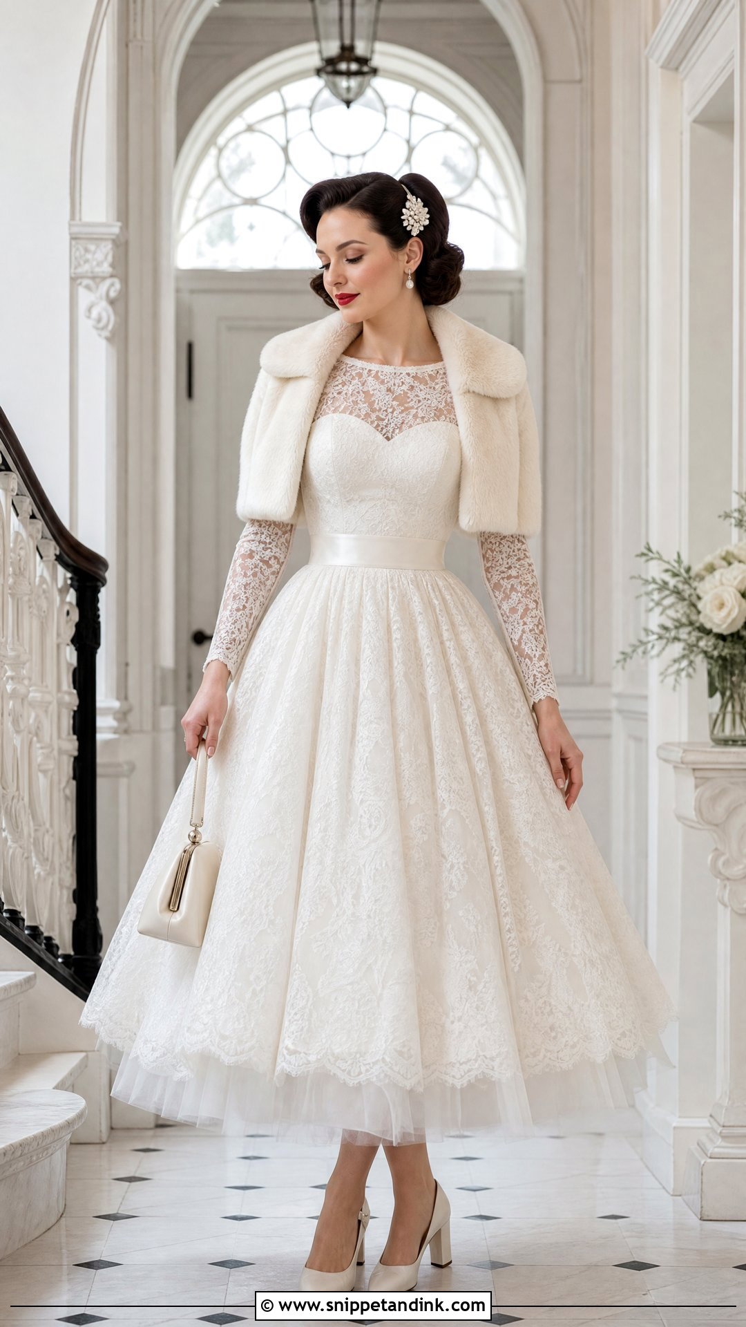 Long Sleeve Lace Rockabilly Wedding Dress - Snippet and Ink - 20 Rockabilly Wedding Dresses