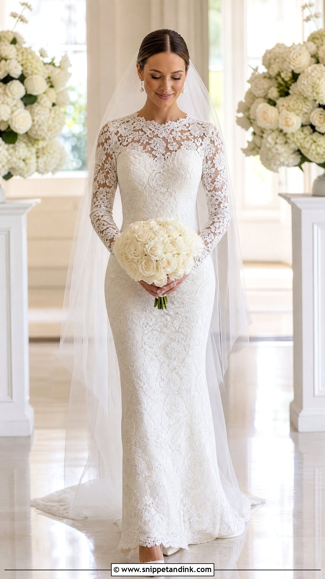 Long Sleeve Lace Sheath Wedding Dress - Snippet and Ink - 20 Lace Sheath Wedding Dress Ideas