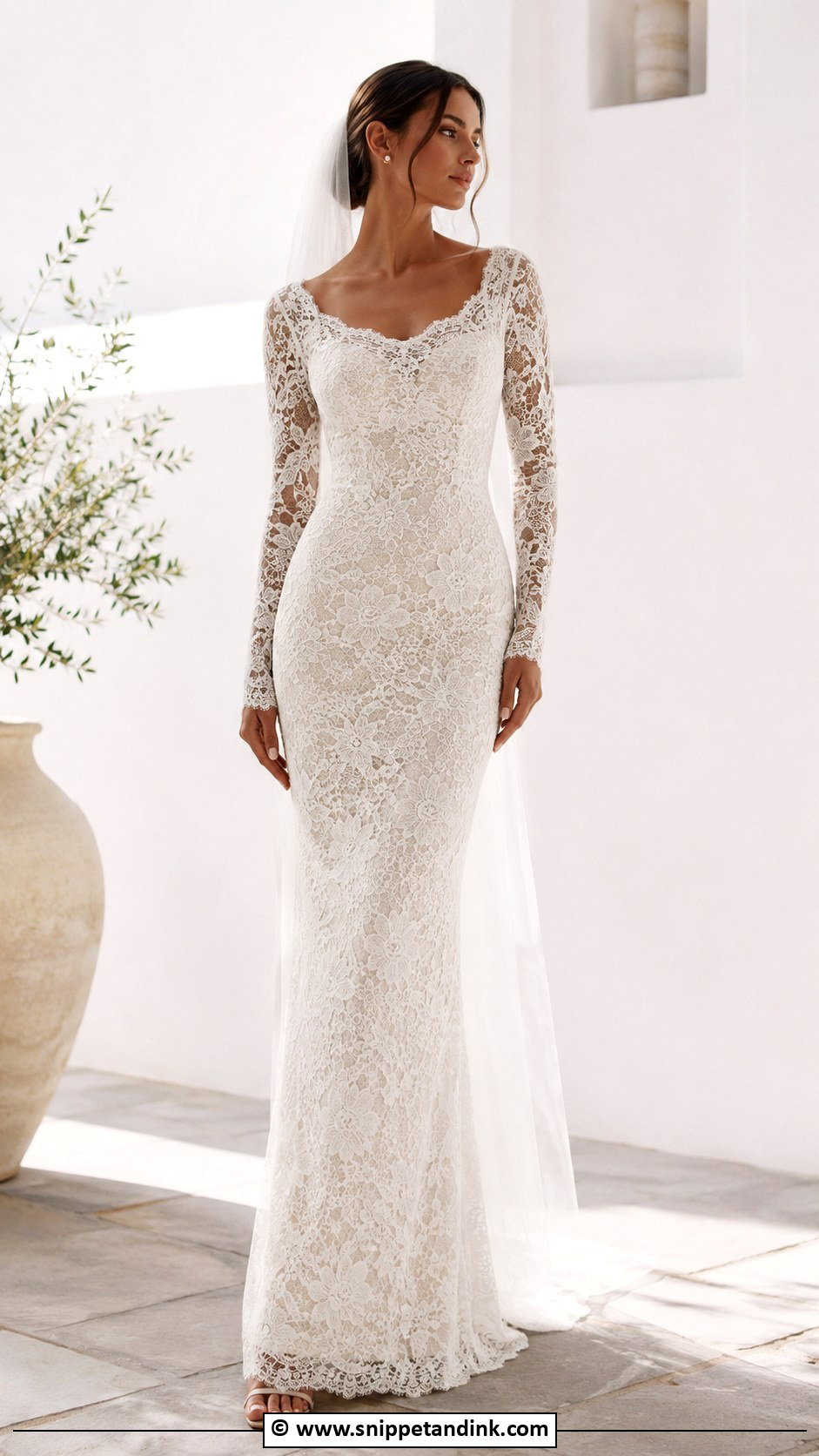 Long Sleeve Lace Sheath Wedding Dress - Snippet and Ink - 30 Long Sleeve Lace Wedding Dress Ideas