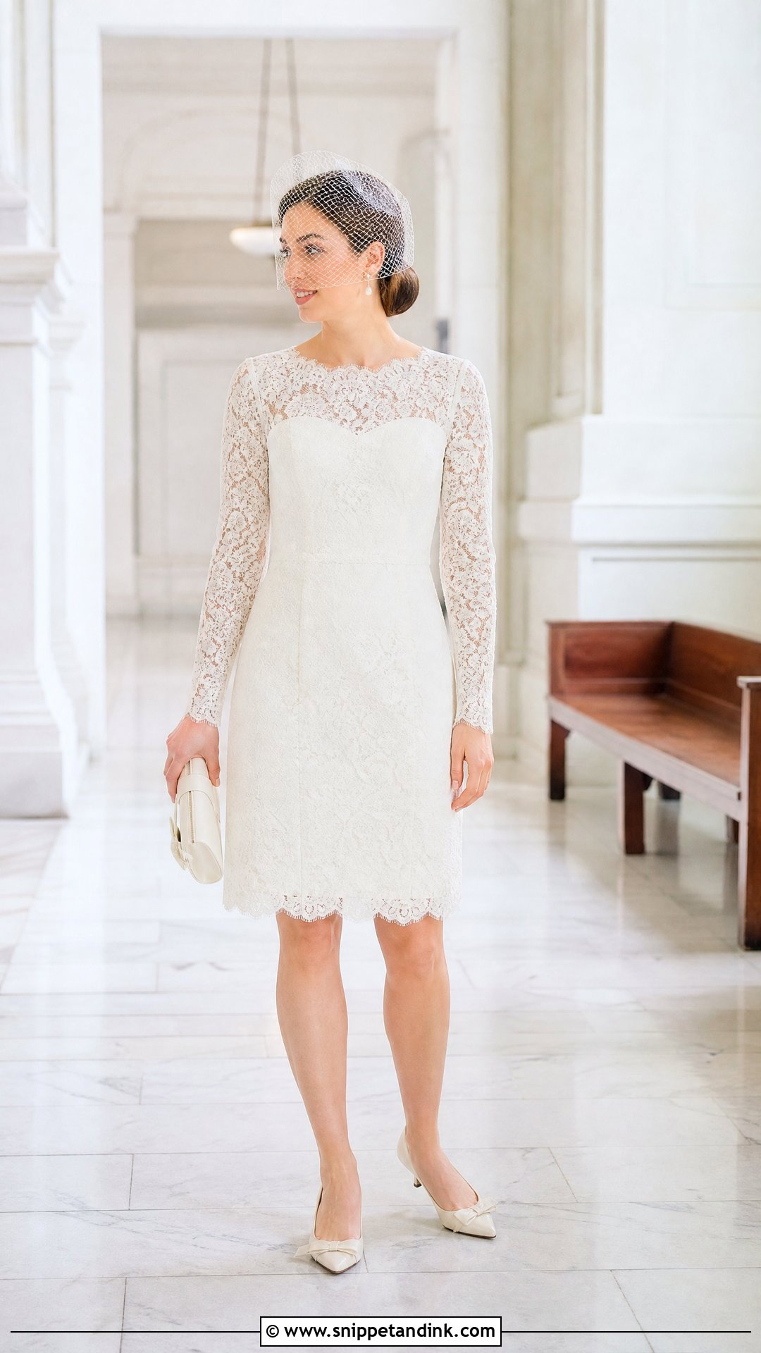 Long Sleeve Lace Short Civil Wedding Dress - Snippet and Ink - 20 Short Civil Wedding Dresses
