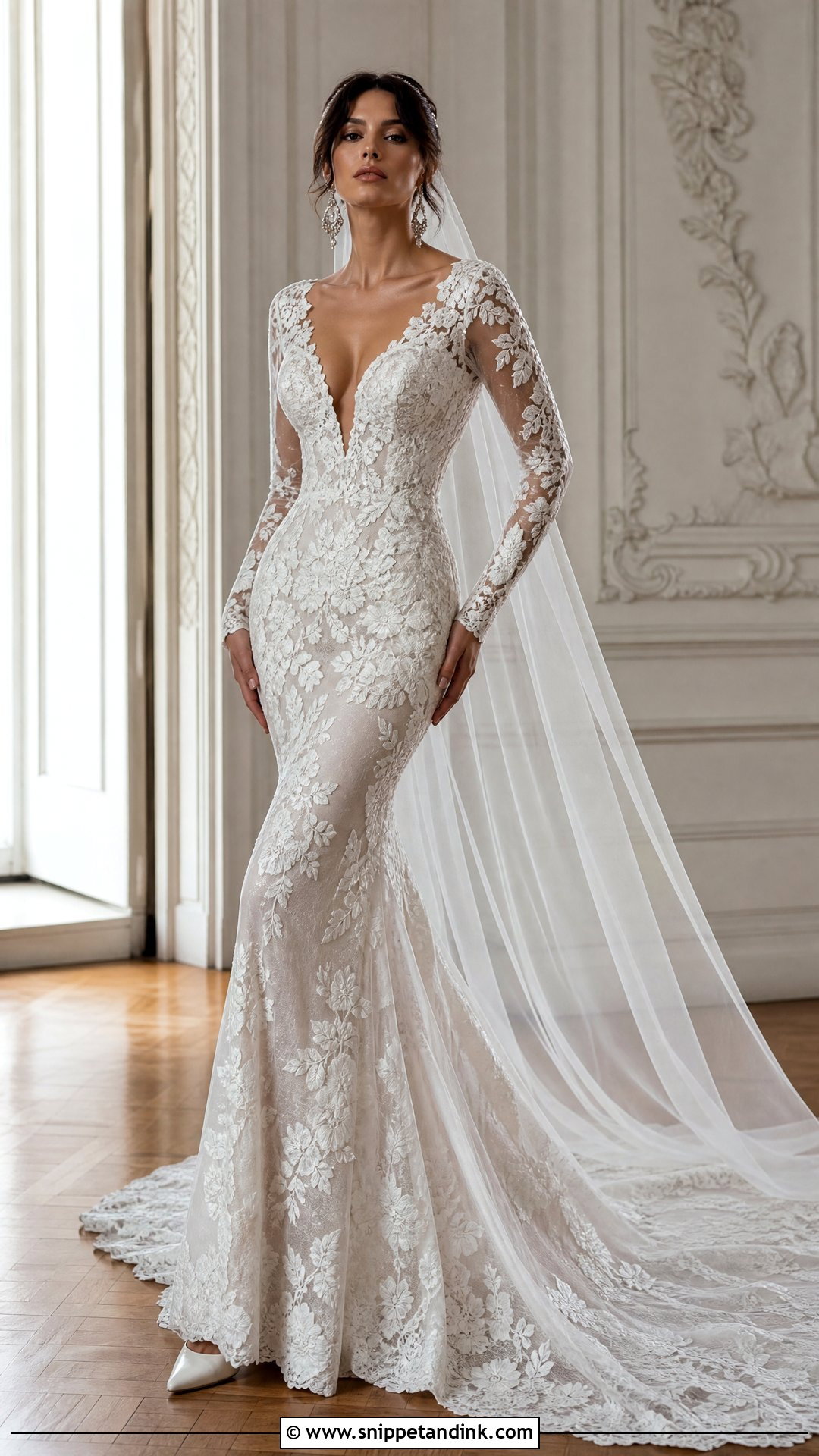 Long Sleeve Lace Soft Dramatic Wedding Dress - Snippet and Ink - 20 Soft Dramatic Wedding Dress Ideas