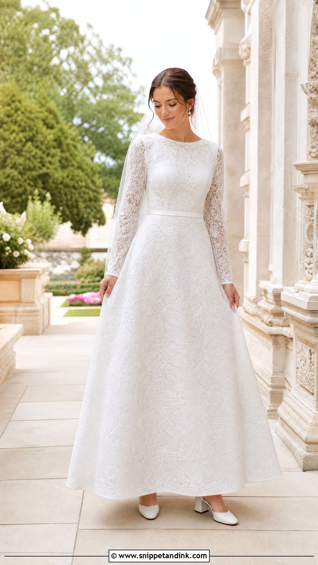Long Sleeve Lace Temple Wedding Dress - Snippet and Ink - 20 Temple Wedding Dresses