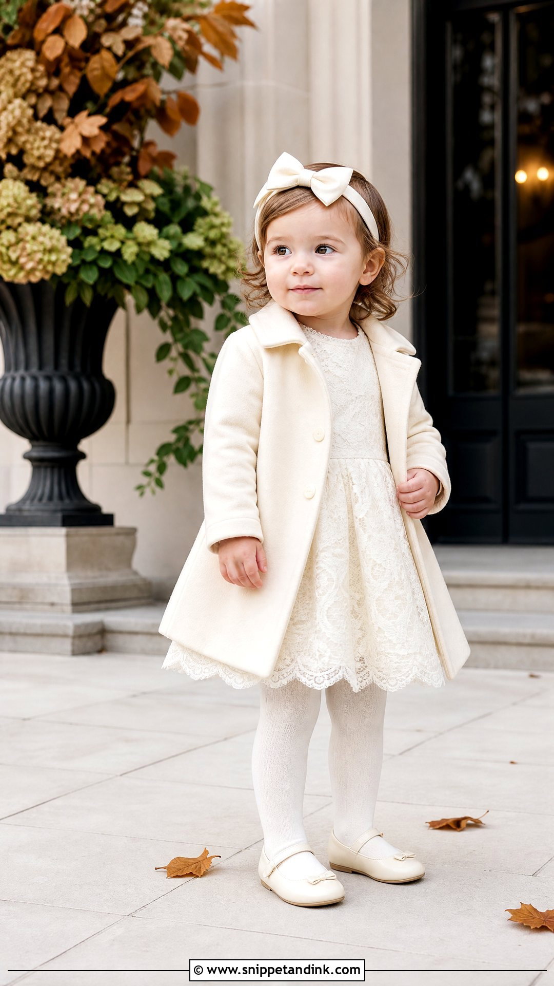 Long Sleeve Lace Toddler Wedding Dress With Tights - Snippet and Ink - 20 Toddler Wedding Dress Ideas