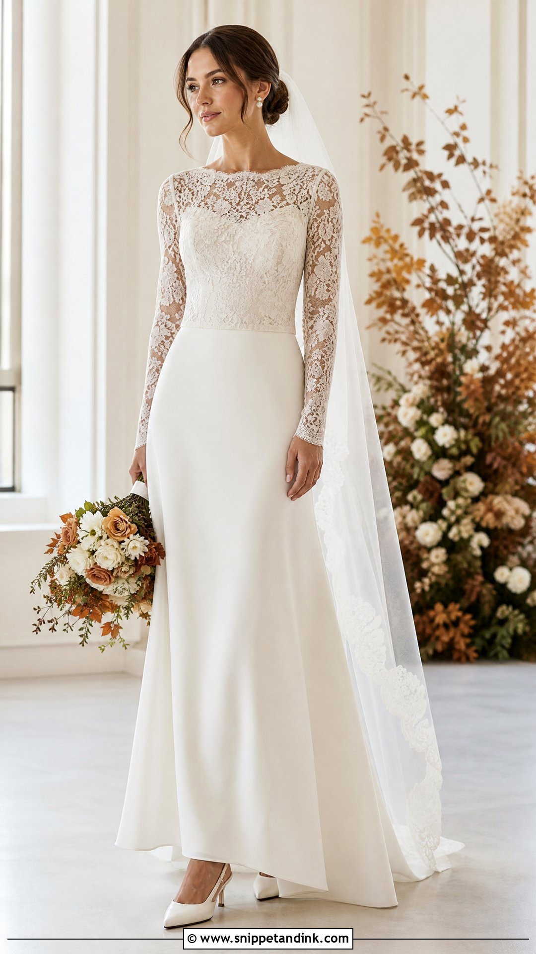 Long Sleeve Lace Top And Crepe Skirt Bridal Separates - Snippet and Ink - 25 Bridal Separates Ideas