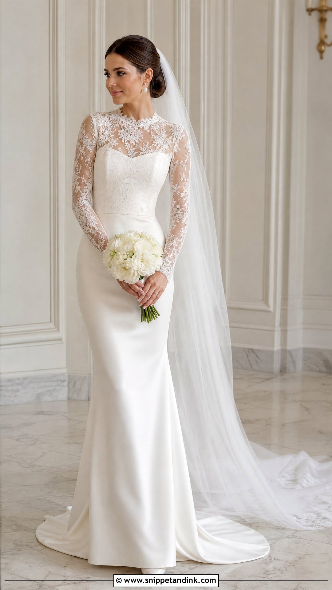 Long Sleeve Lace Topper Wedding Dress - Snippet and Ink - 20 Wedding Dress with Overlay Ideas