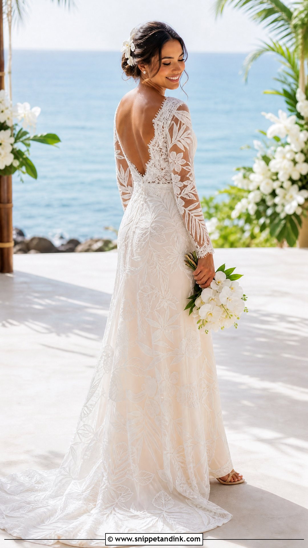 Long Sleeve Lace Tropical Wedding Dress - Snippet and Ink - 20 Tropical Wedding Dresses