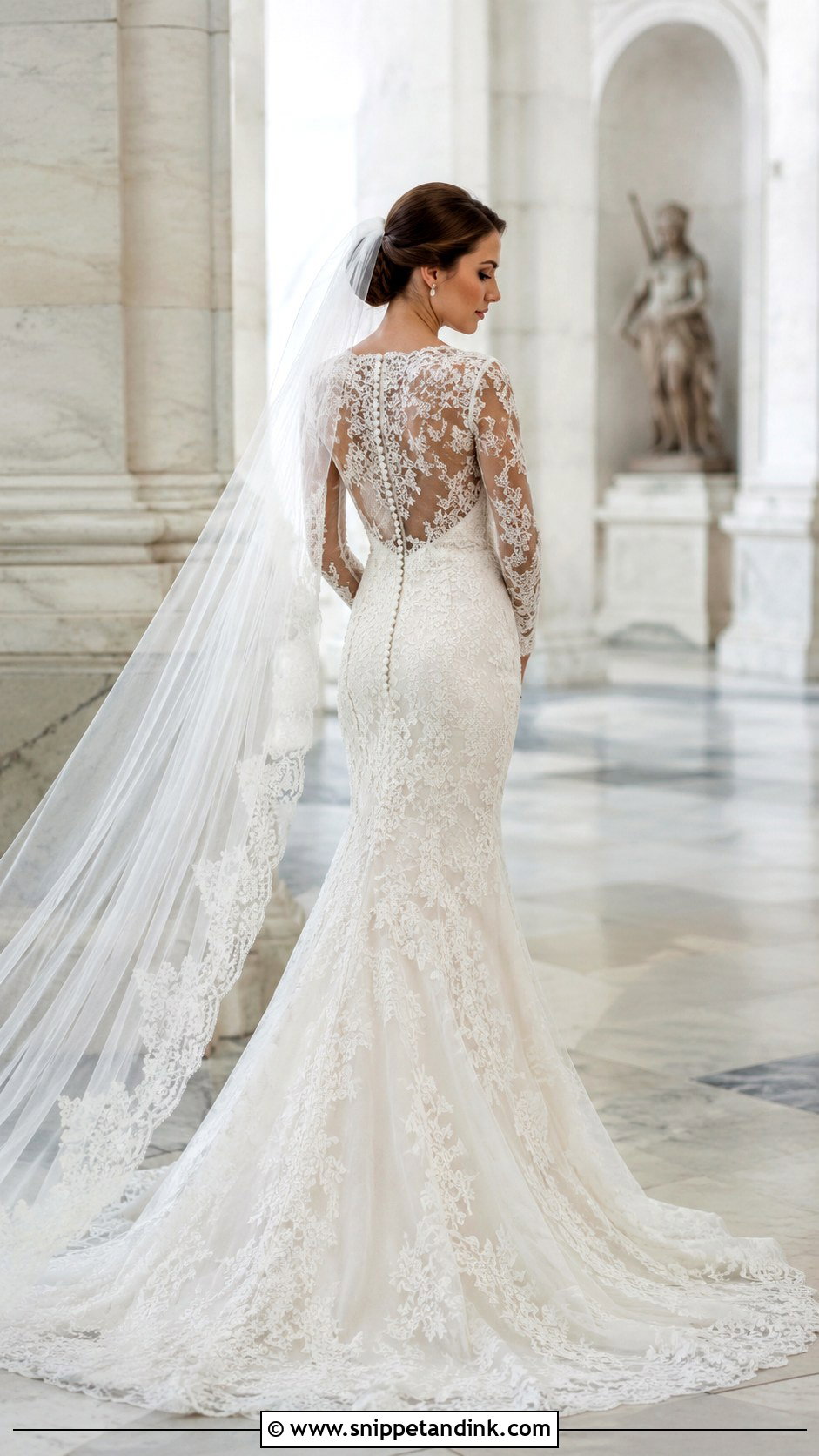 Long Sleeve Lace Trumpet Wedding Dress - Snippet and Ink - 20 Lace Trumpet Wedding Dress Ideas
