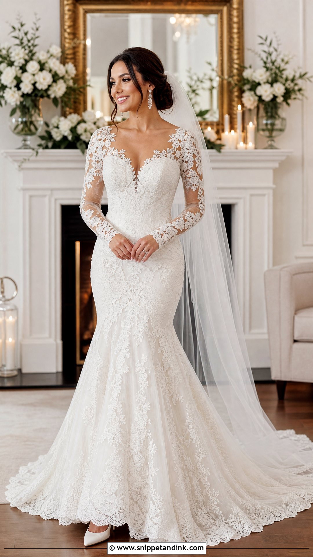 Long Sleeve Lace Trumpet Wedding Dress - Snippet and Ink - 20 Mermaid Trumpet Wedding Dress Ideas