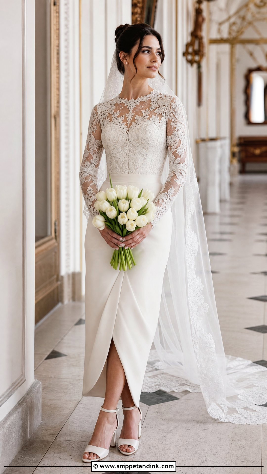 Long Sleeve Lace Tulip Wedding Dress - Snippet and Ink - 20 Tulip Wedding Dress Ideas