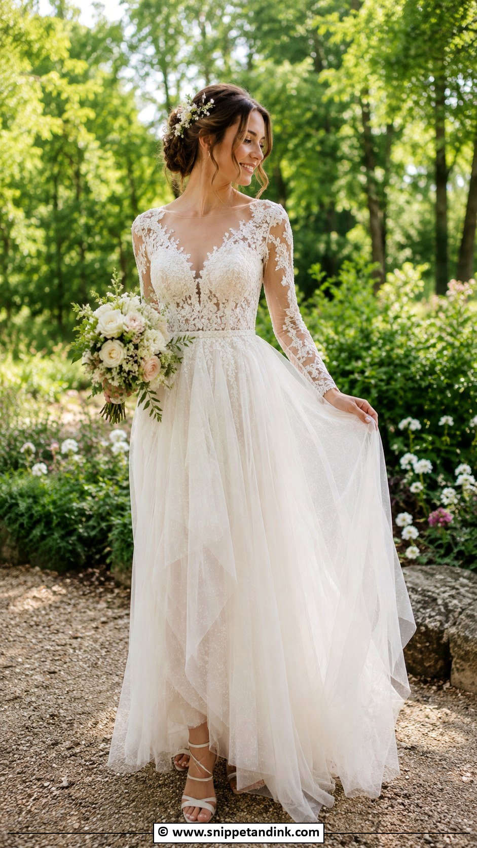 Long Sleeve Lace Tulle Wedding Dress - Snippet and Ink - 30 Long Sleeve Lace Wedding Dress Ideas