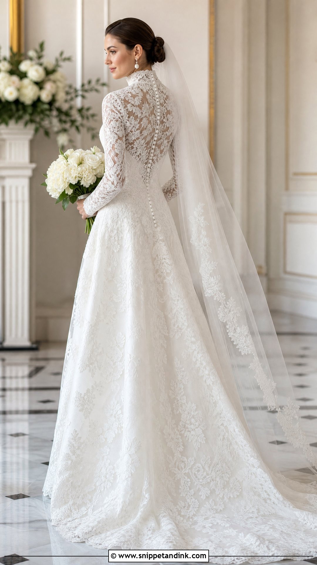 Long Sleeve Lace Turtle Neck Wedding Gown - Snippet and Ink - 20 Turtle Neck Wedding Gown Ideas