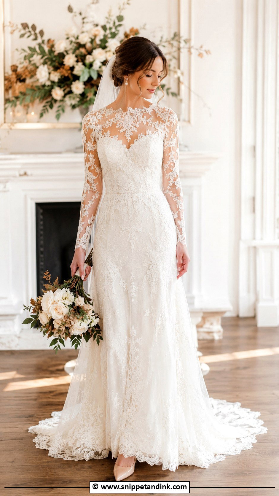 Long Sleeve Lace Wedding Dress - Snippet and Ink - 30 Pretty Wedding Dresses