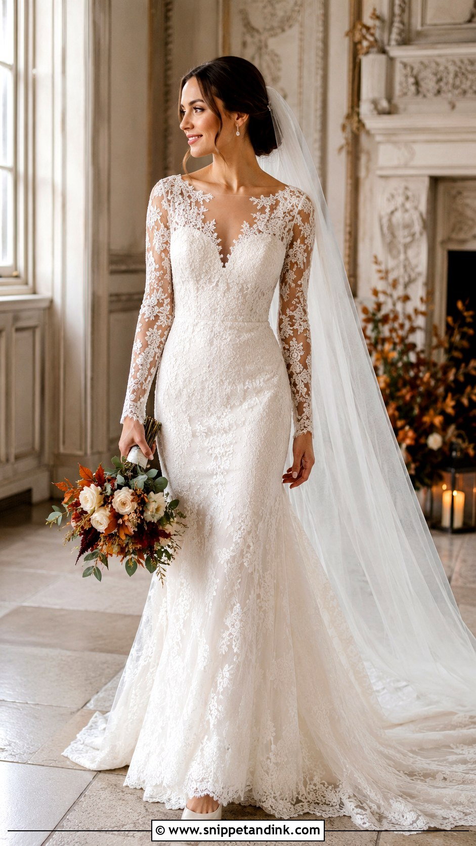 Long Sleeve Lace Wedding Dress - Snippet and Ink - 20 Glamour Wedding Dress Ideas