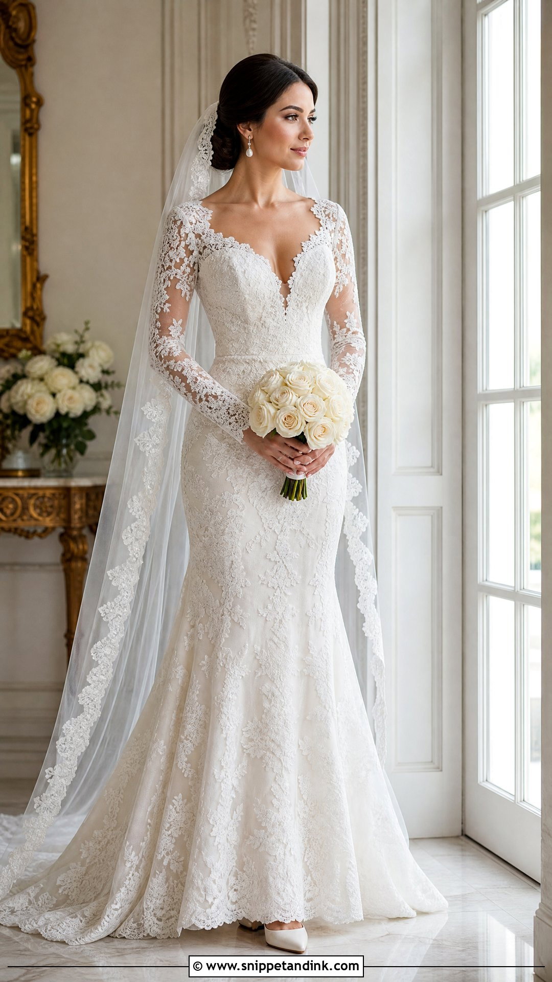 Long Sleeve Lace Wedding Dress - Snippet and Ink - 20 Hollywood Glam Wedding Dress Ideas