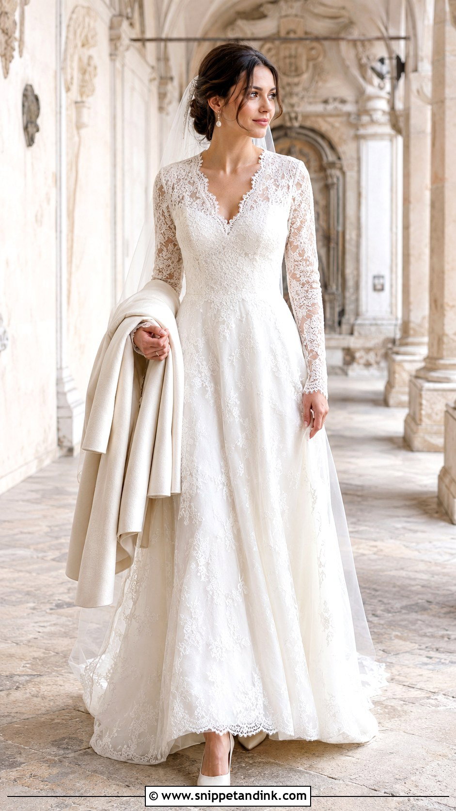Long Sleeve Lace Wedding Dress - Snippet and Ink - 20 Italy Wedding Dresses