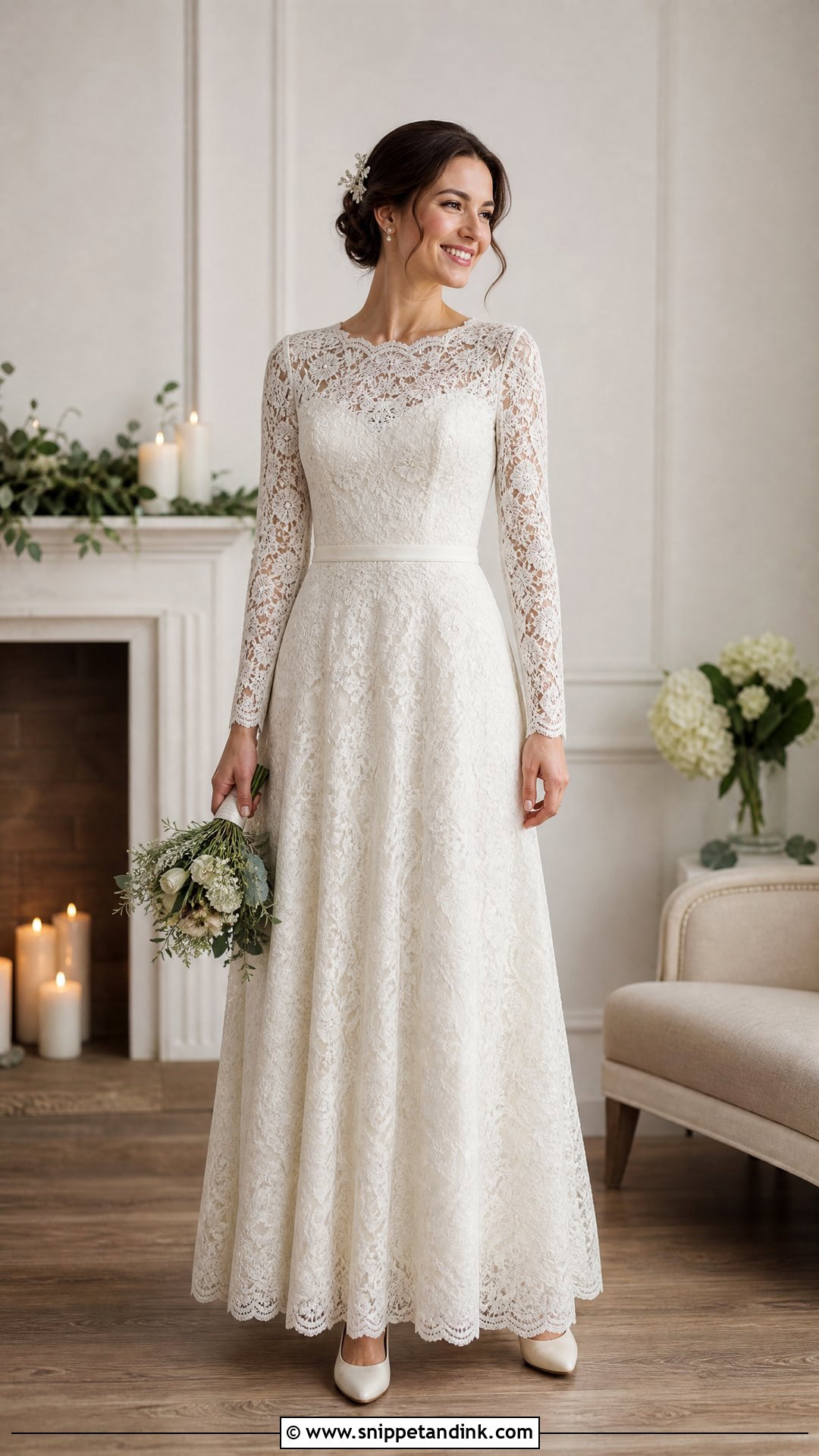 Long Sleeve Lace Wedding Dress - Snippet and Ink - 20 Simple Intimate Wedding Dress Ideas