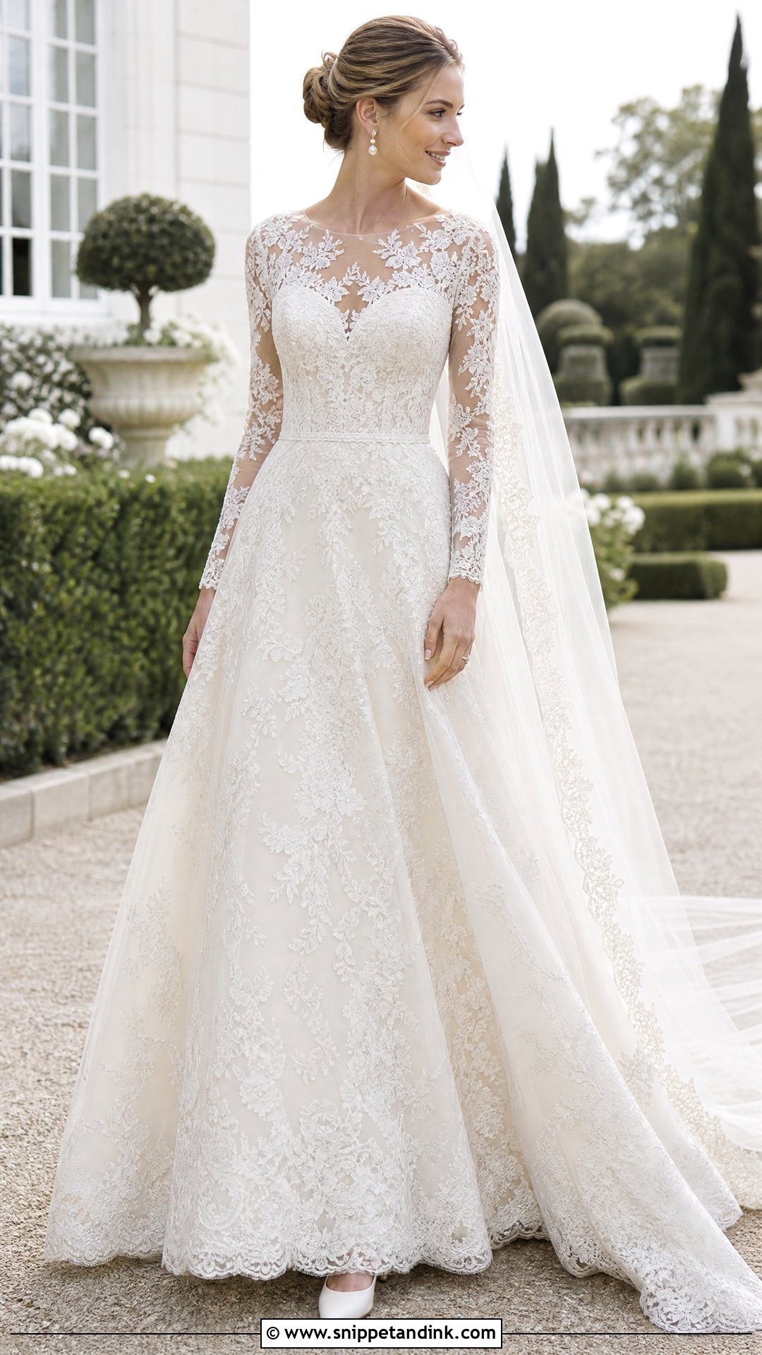 Long Sleeve Lace Wedding Dress - Snippet and Ink - 20 Vintage Glam Wedding Dress Ideas