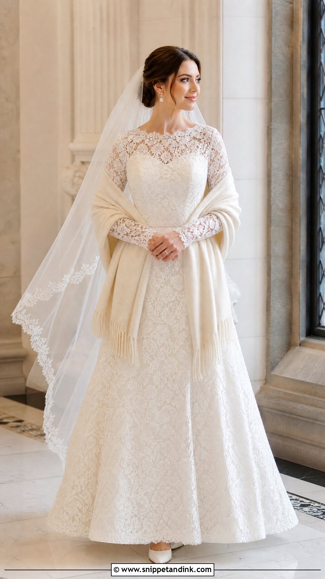 Long Sleeve Lace Wedding Dress - Snippet and Ink - 20 Warm Wedding Dress Ideas