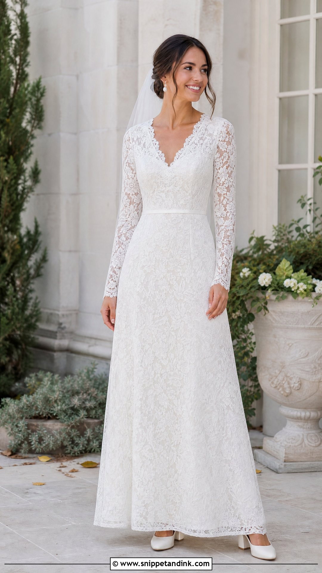 Long Sleeve Lace Wedding Dress - Snippet and Ink - 20 Wedding Dress Without Train Ideas