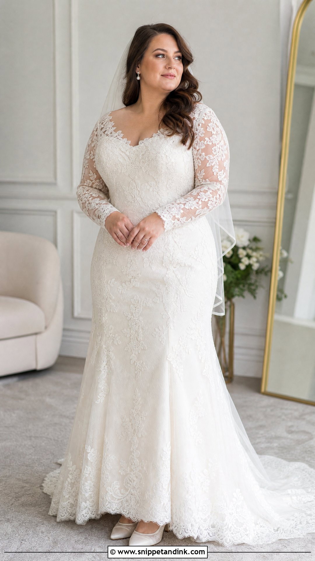 Long Sleeve Lace Wedding Dress - Snippet and Ink - 20 Wedding Dresses for Chubby Brides
