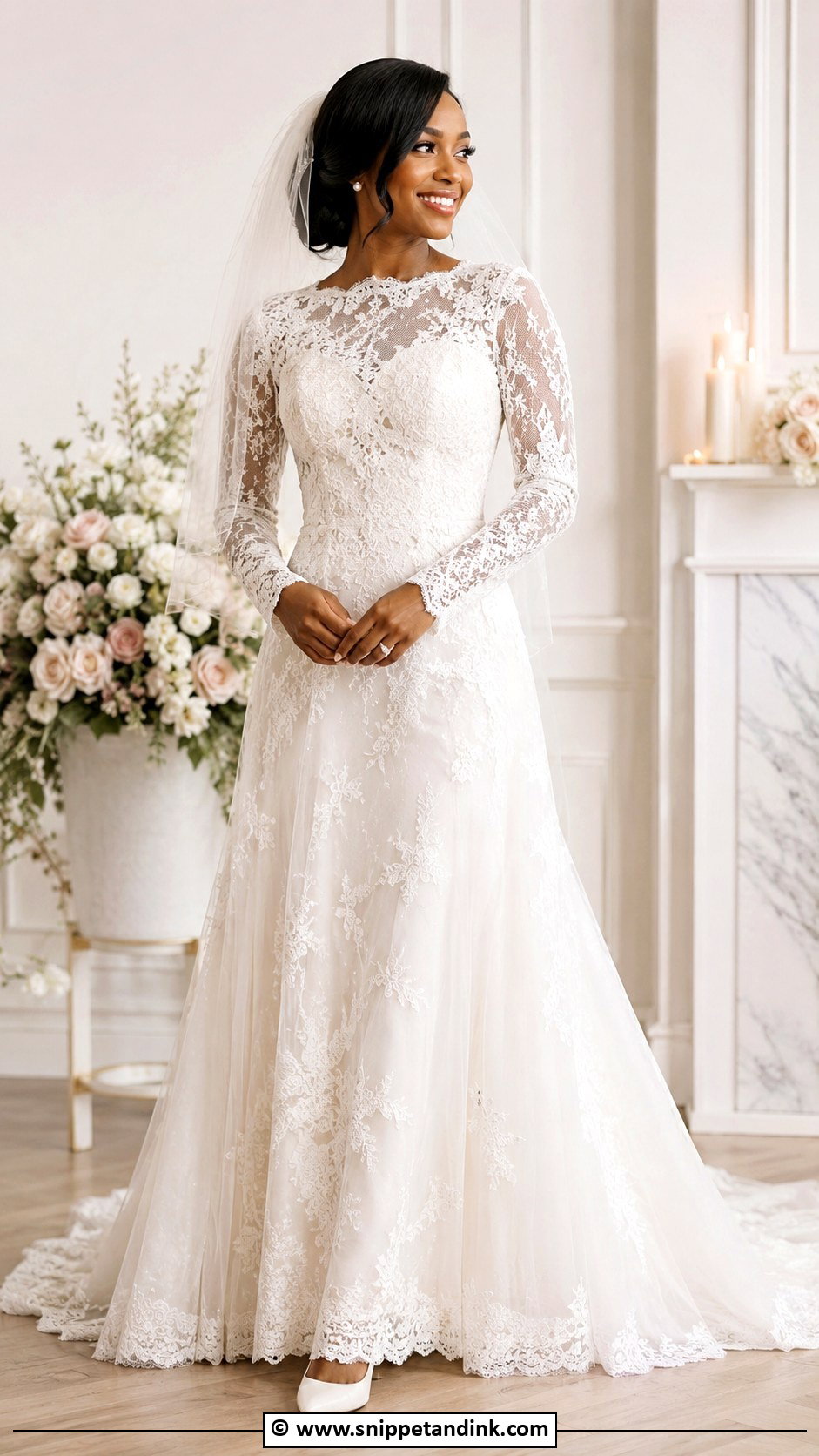 Long Sleeve Lace Wedding Dress - Snippet and Ink - 30 Wedding Dresses Black Women