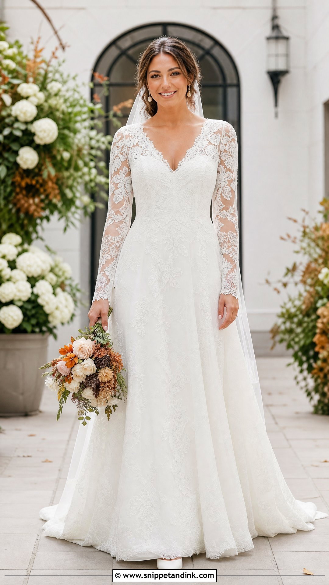 Long Sleeve Lace Wedding Dress - Snippet and Ink - 20 Wedding Dresses Women