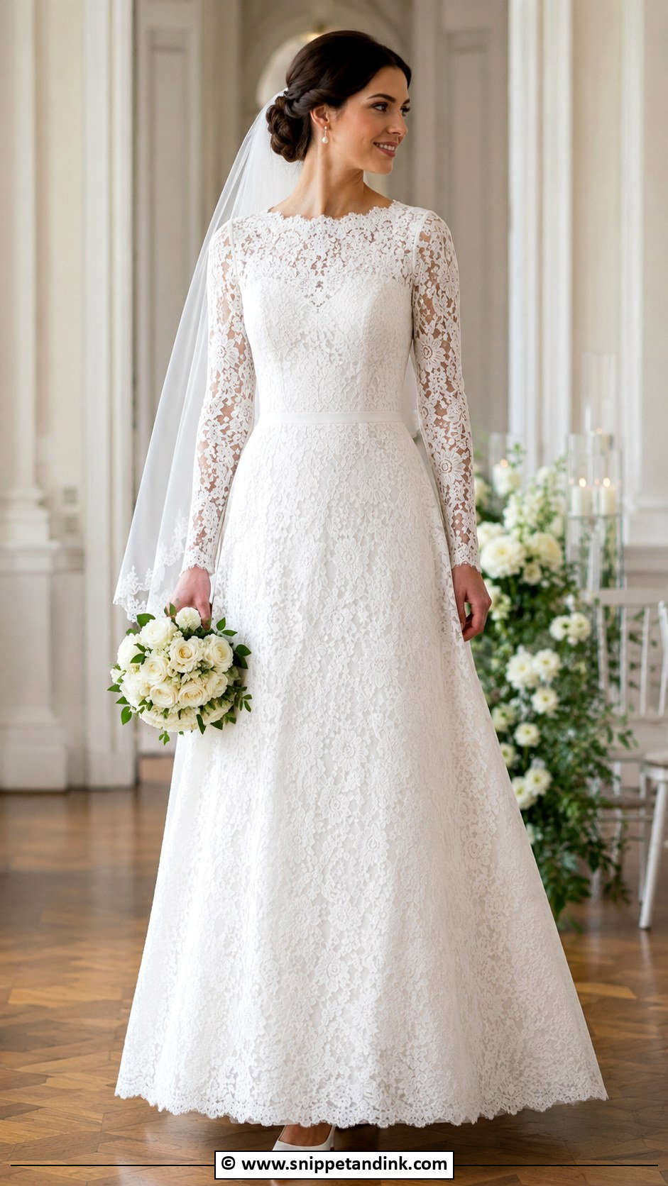 Long Sleeve Lace Wedding Dress - Snippet and Ink - 25 Elegant Modest Wedding Dresses