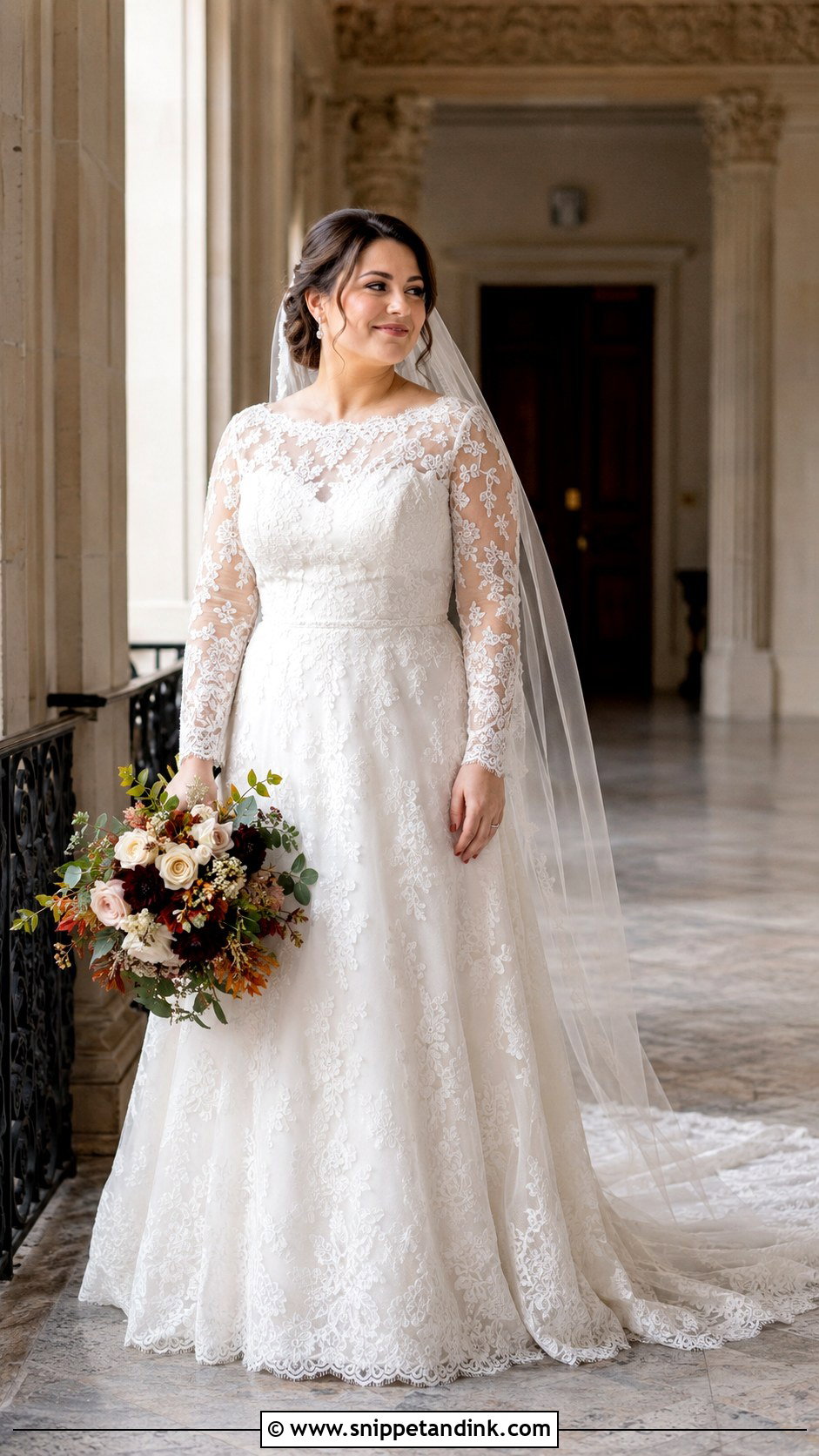 Long Sleeve Lace Wedding Dress - Snippet and Ink - 30 Midsize Wedding Dress Ideas
