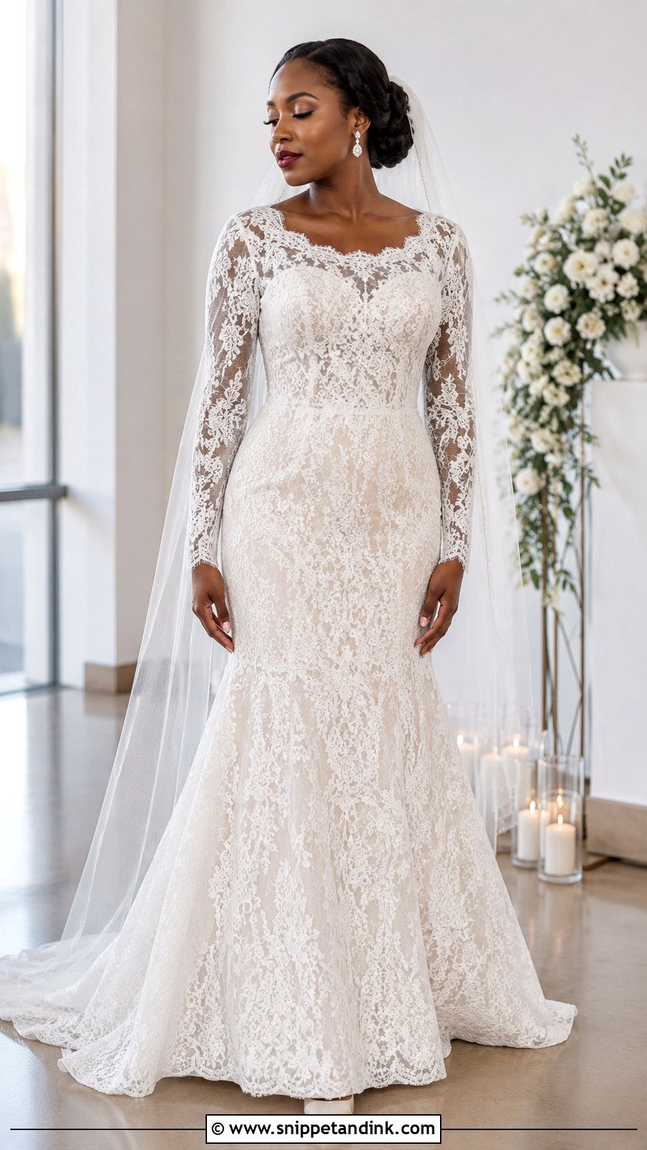 Long Sleeve Lace Wedding Dress - Snippet and Ink - 20 Black Bride Wedding Dress Ideas