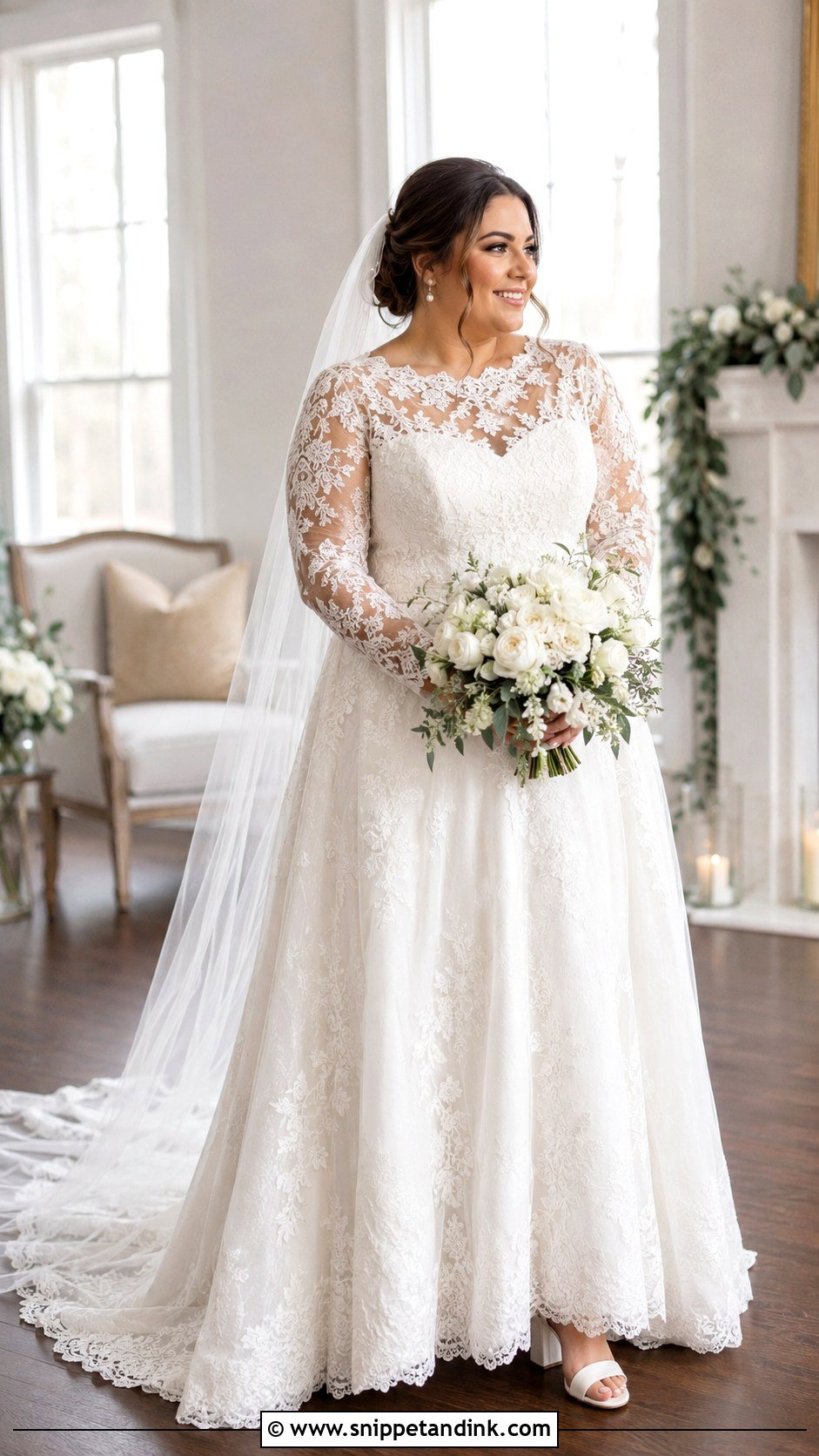 Long Sleeve Lace Wedding Dress - Snippet and Ink - 20 Curvy Wedding Dresses