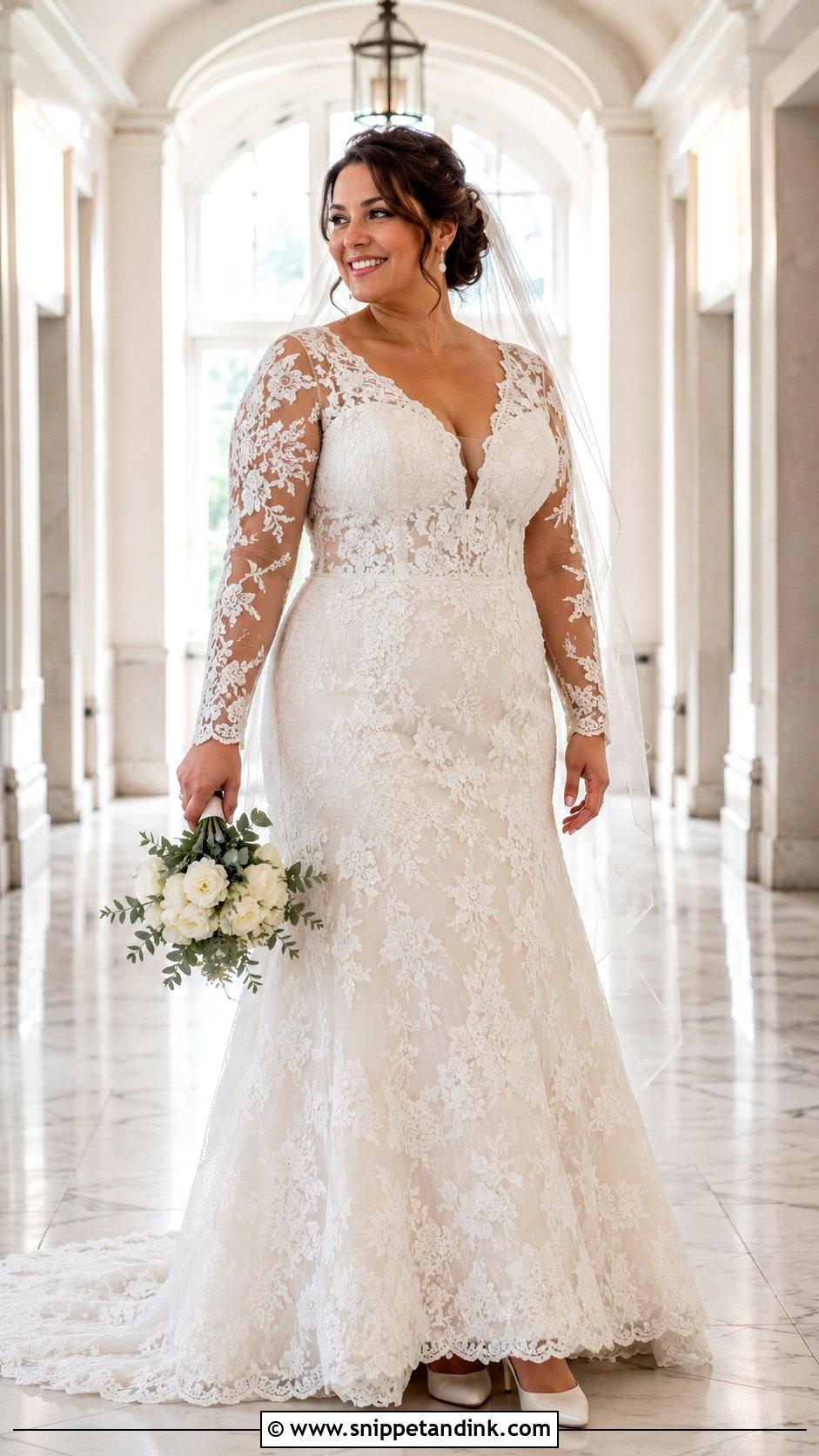 Long Sleeve Lace Wedding Dress - Snippet and Ink - 20 Wedding Dresses for Curvy Women