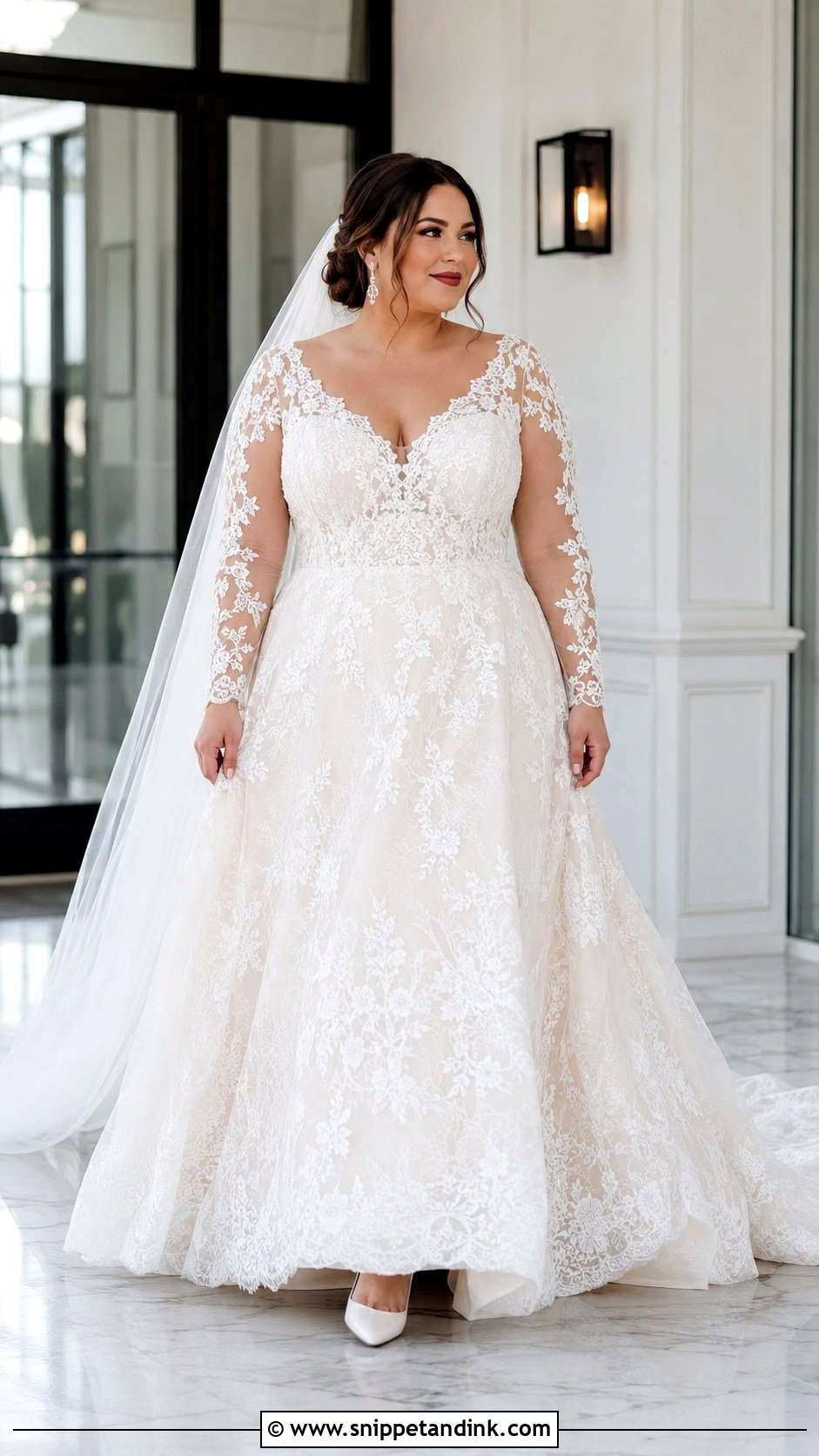 Long Sleeve Lace Wedding Dress - Snippet and Ink - 20 Wedding Dresses for Plus Size Women