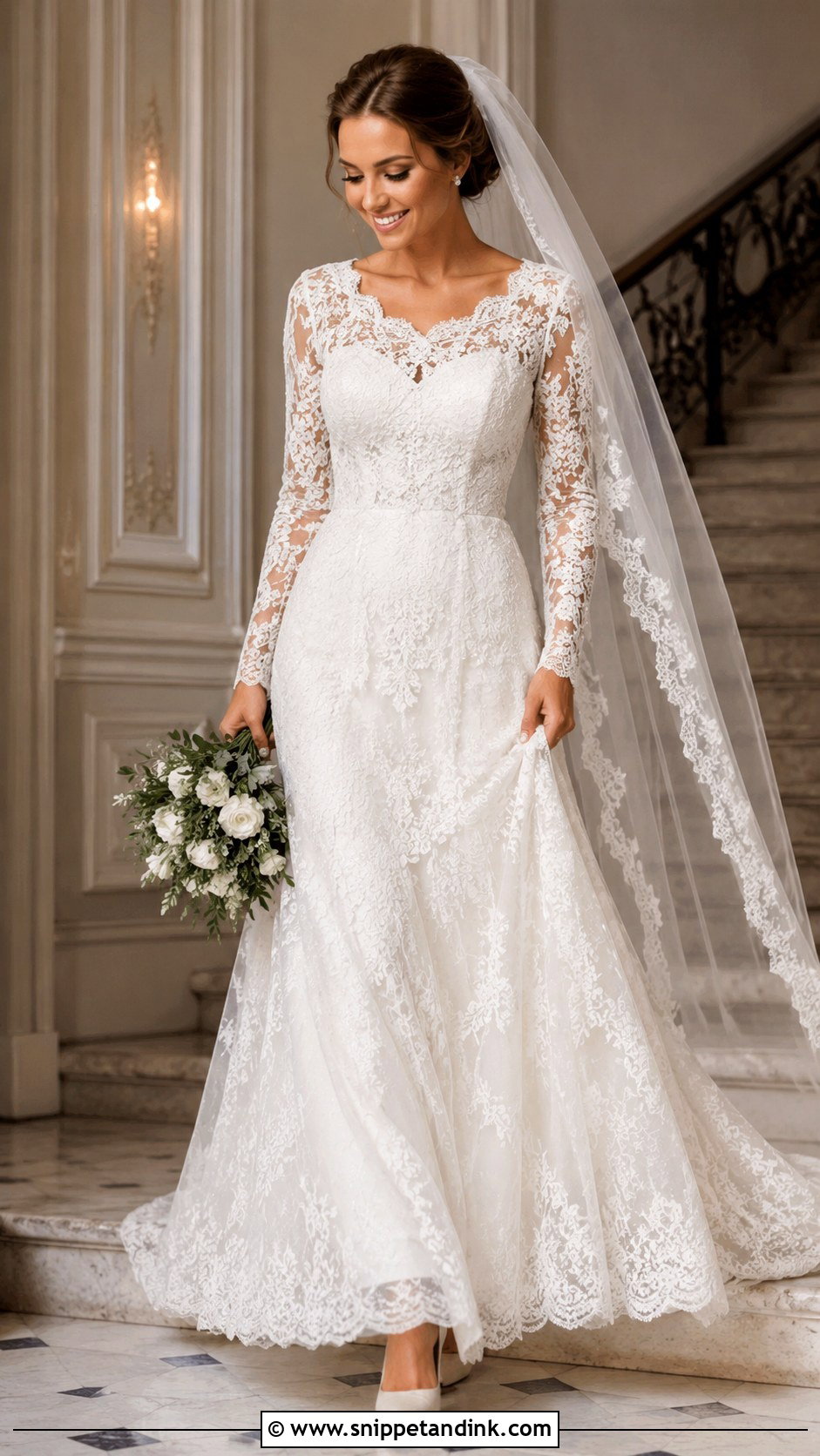Long Sleeve Lace Wedding Dress - Snippet and Ink - 25 Classy Elegant Wedding Dresses
