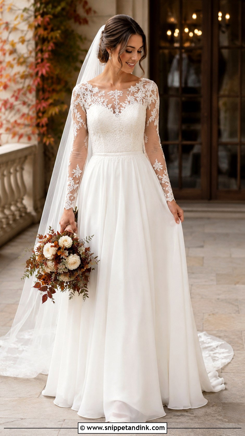 Long Sleeve Lace Wedding Dress - Snippet and Ink - 25 Flowy Romantic Wedding Dress Ideas