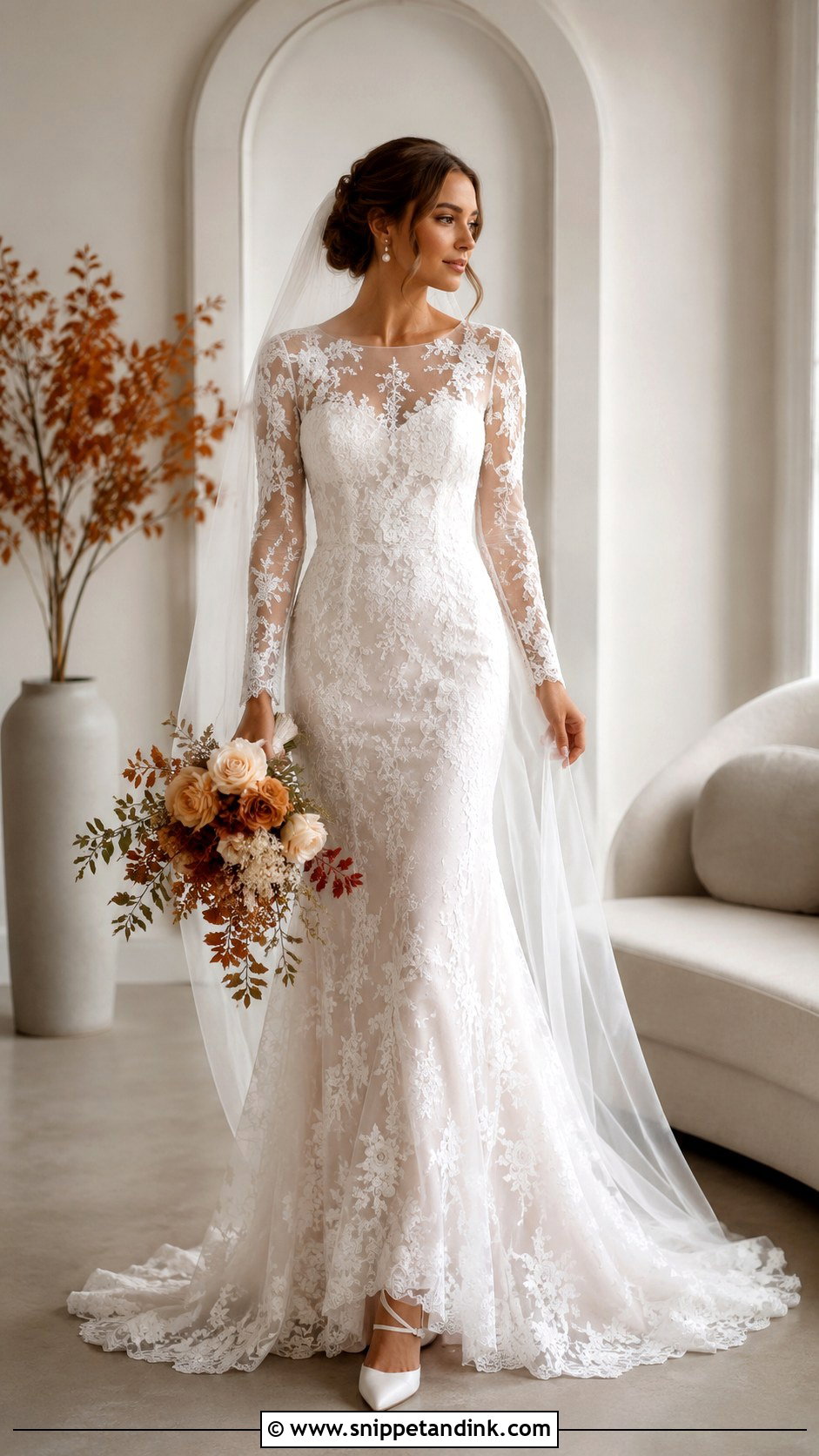 Long Sleeve Lace Wedding Dress - Snippet and Ink - 25 Hayley Bieber Wedding Dress Ideas