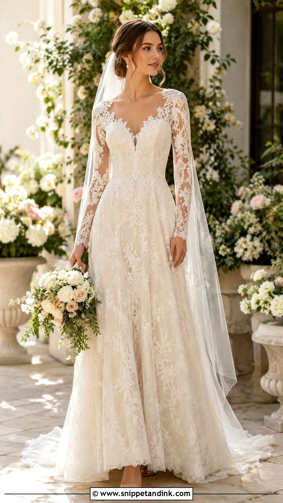 Long Sleeve Lace Wedding Dress - Snippet and Ink - 25 Modern Wedding Dress Ideas
