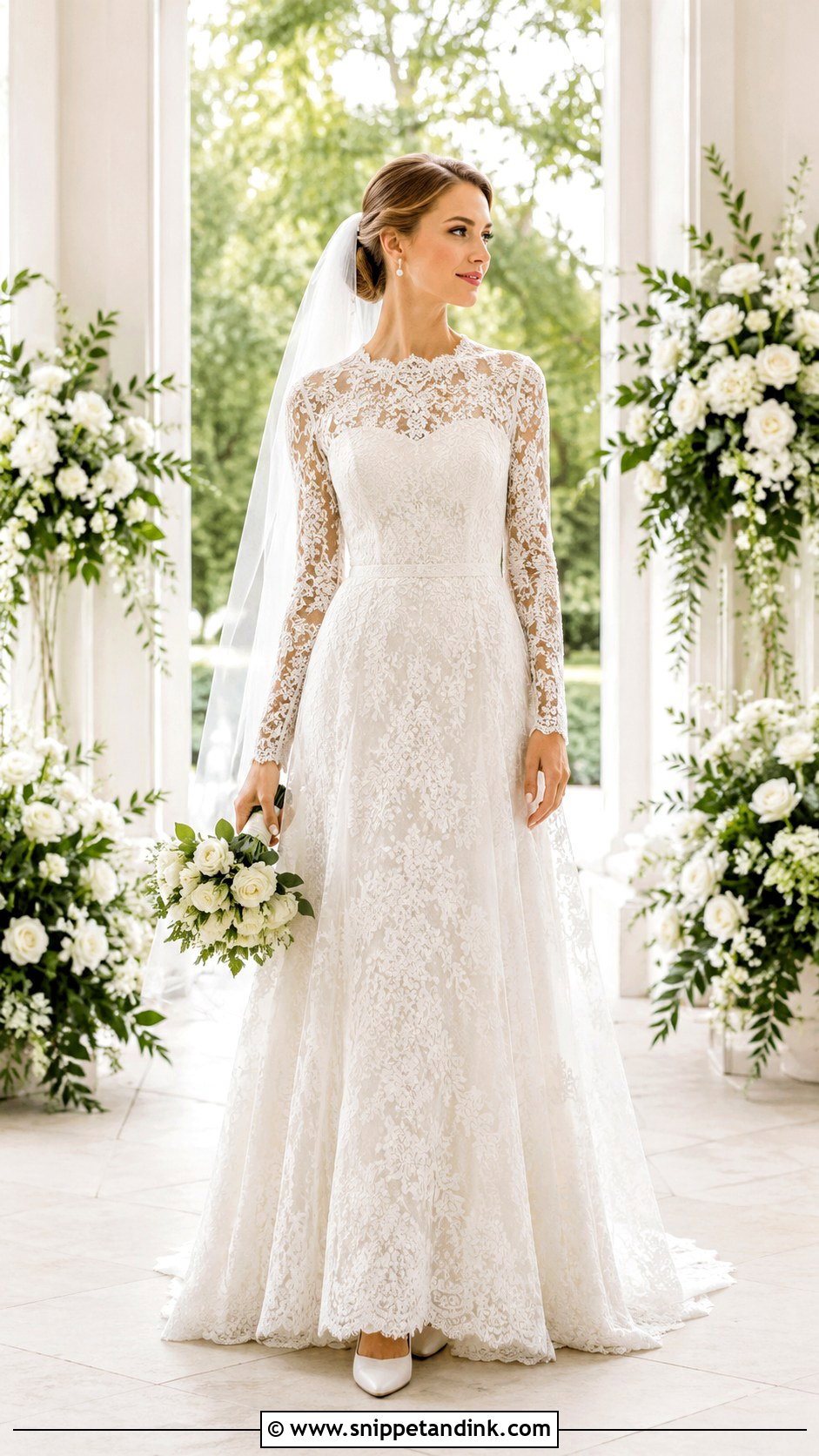 Long Sleeve Lace Wedding Dress - Snippet and Ink - 25 Modest Bridal Ideas