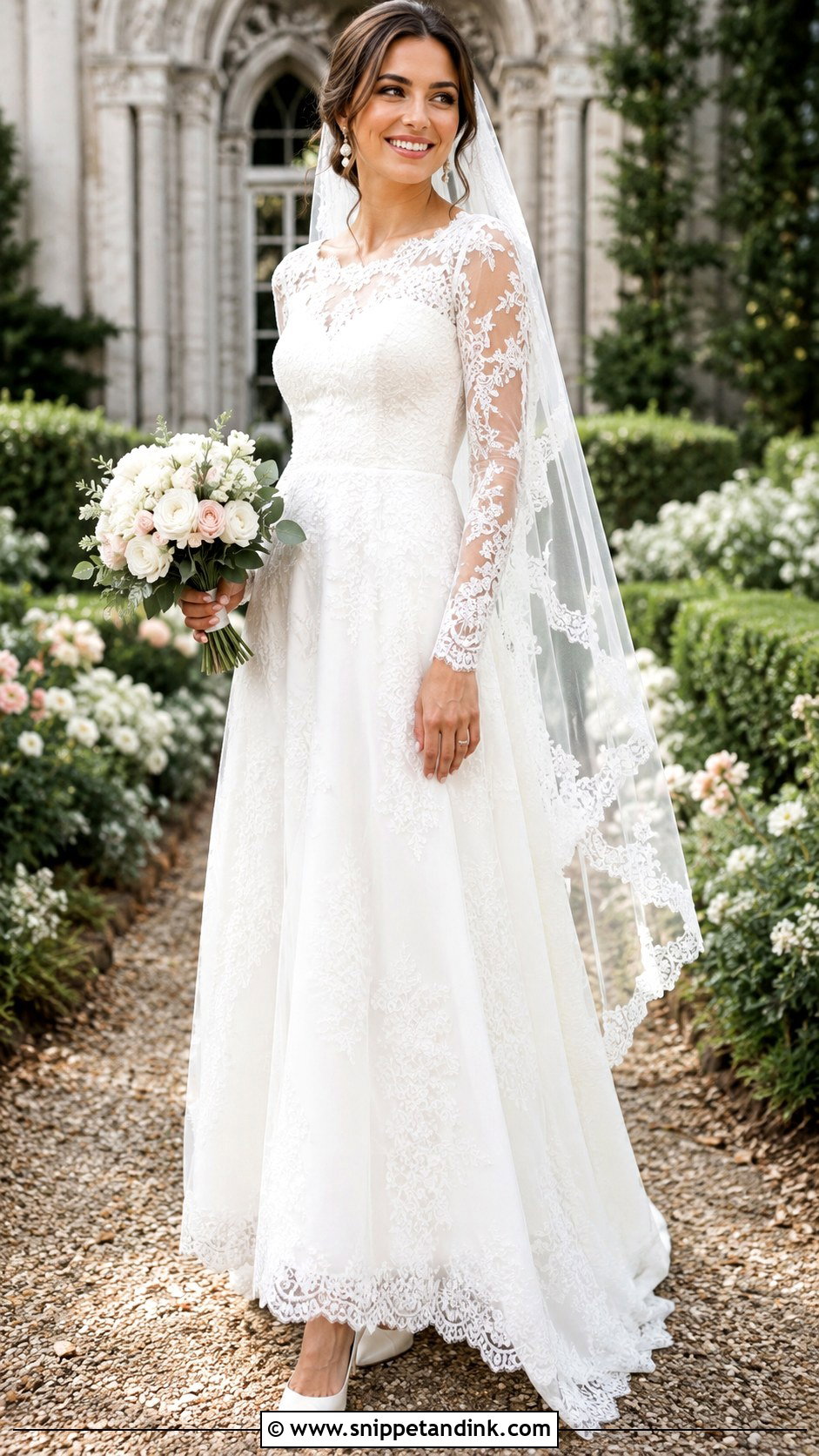 Long Sleeve Lace Wedding Dress - Snippet and Ink - 25 Old Money Wedding Dresses