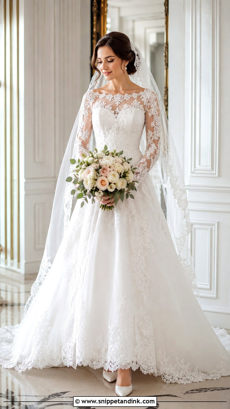 Long Sleeve Lace Wedding Dress - Snippet and Ink - 25 Royalty Wedding Dress Ideas